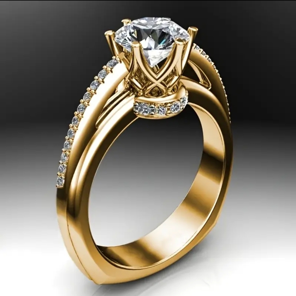 Elegant Gold Zerconia Ring